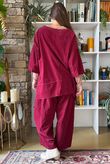 Lock Needlecord Panel Dip Side Top Burgundy